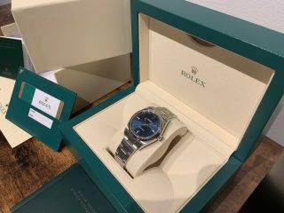 2019 Rolex Oyster Perpetual 39 114300 Blue Dial - Box,  Papers 3