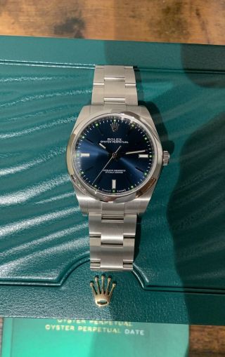 2019 Rolex Oyster Perpetual 39 114300 Blue Dial - Box,  Papers 8