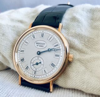 Breguet 18K Gold Ref 3910 Men ' s Dress Wrist Watch Vintage w. 10