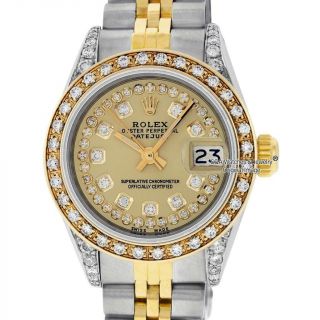 Rolex Womens Datejust Watch S/steel & 18k Yelllow Gold Champagne Diamond Dial