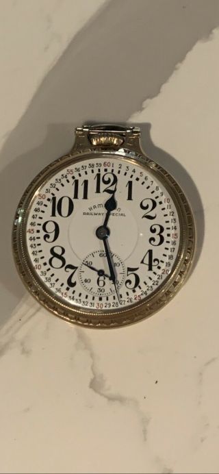 Antique Hamilton 992b Railway Special Pocket Watch 21 Jewels Gold Fill
