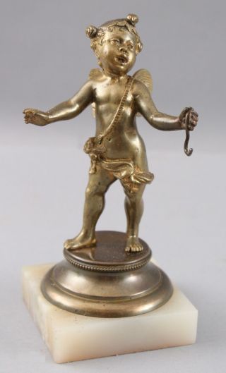Antique 19thC Bronze,  Agate Fairy Pixie Sculpture Gentlemans Pocket Watch Holder 2