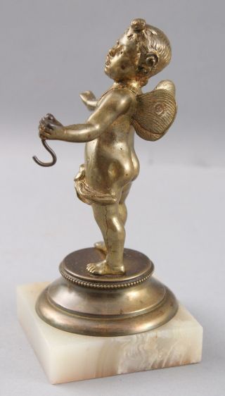 Antique 19thC Bronze,  Agate Fairy Pixie Sculpture Gentlemans Pocket Watch Holder 4