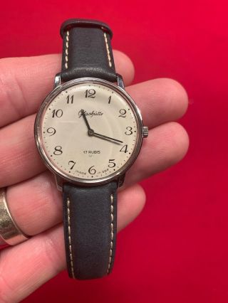 Rare Vintage Glashutte 17 Rubis Made In Gdr With Band