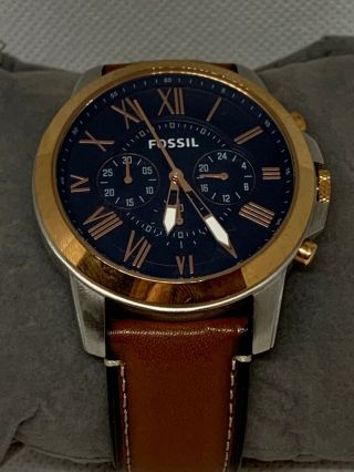 Fossil Fs5024 Grant Chronograph Mens Brown Leather Analog Dial Quartz Watch C747