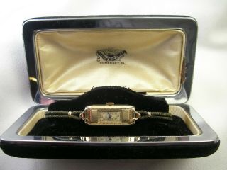 Rare Vintage Bulova Ladies Wrist Watch Gold Filled 7j Braid Bracelet