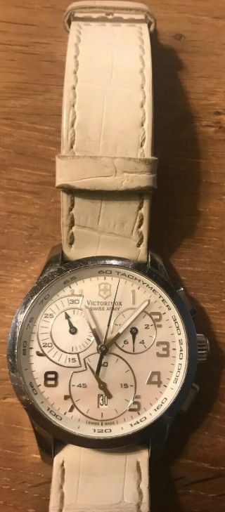 Ladies 241321 Victorinox Swiss Army Alliance White Leather Mop Chrono Dial Watch