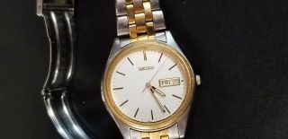 Vintage Seiko Mens 7n43 - 9048 Silver Dial Stainless Steel Watch Battery