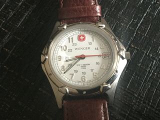 Vintage Mens Wenger Swiss Military Stainless 100m Watch 095 0695 Collectible