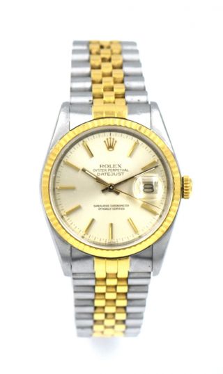 Rolex 16233 Oyster Perpetual Datejust Wristwatch 18k Gold Stainless C1988