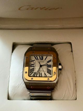Cartier Santos 100xl18k Yellow Gold/steel Watch Men’s 2656