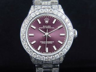 Natural Diamond Steel Rolex Oyster Perpetual 26mm Ladies Watch