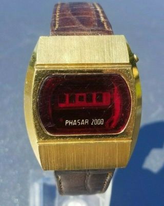 Vintage PHASAR 2000 Sears Roebuck Co.  Digital Red LED Watch 2