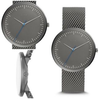 Fossil Essentialist Slim Gray Stainless Steel Woven Band Men’s Watch Fs5470 Nwt