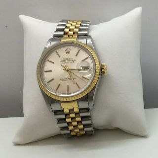 Vintage Rolex 18k & Stainless Datejust Mans Watch 16013,  8 Mill Serial