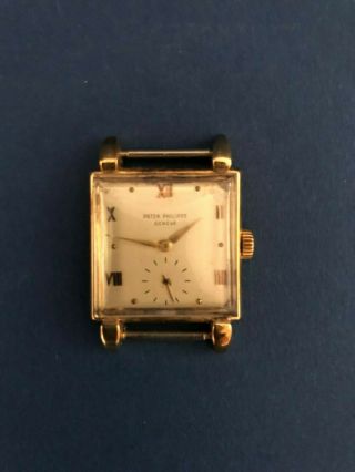 Vintage PHILIPPE PATEK Men ' s 18k Yellow Gold Square Wristwatch 1950 w/ Extract 2
