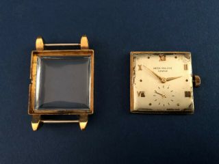 Vintage PHILIPPE PATEK Men ' s 18k Yellow Gold Square Wristwatch 1950 w/ Extract 4