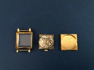 Vintage PHILIPPE PATEK Men ' s 18k Yellow Gold Square Wristwatch 1950 w/ Extract 6