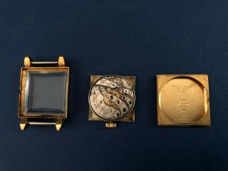 Vintage PHILIPPE PATEK Men ' s 18k Yellow Gold Square Wristwatch 1950 w/ Extract 7