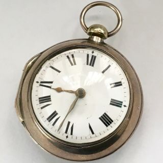 Antique English Jos Hall Birmingham Verge Fusee Pair Case Silver Pocket Watch.