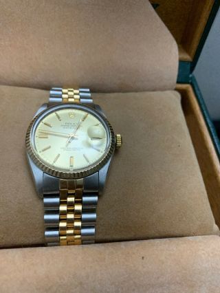 Rolex 16013 Mens Datejust Two Tone 18k Gold Stainless Jubilee Vintage Watch 36mm