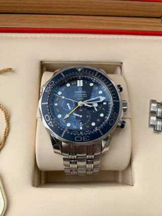 Omega Gmt 44mm Seamaster Automatic Blue Chronograph Watch 212.  30.  44.  52.  03.  001