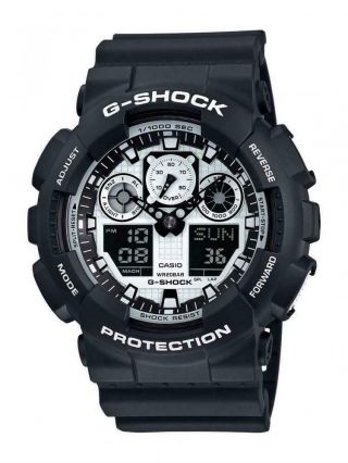 Gents Casio G Shock Ga - 100bw - 1aer Rrp £110.  00 Our Price £76.  95 Uk P&p