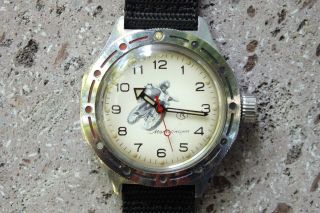 Vintage Unique Vostok Amphibian Motorcycling 17 Jewels Ussr Mechanical Watch.
