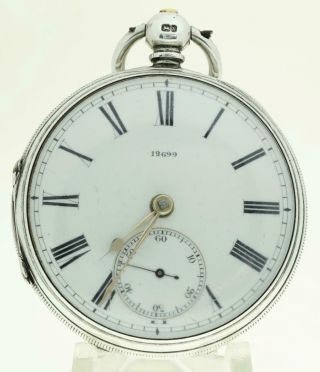 Solid Sterling Silver English Fusee Lever Pocket Watch 1872 Cleaned &