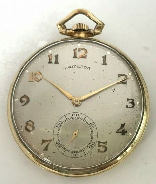 Antique 10 Karat Gold Filled Hamilton Hand Winding Pocket Watch,  Cal.  945,  5 Pos