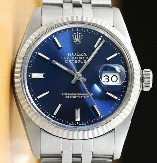 1979 Rolex Datejust 16014,  Stainless,  White Gold,  Blue Dial,  Rolex Jubilee