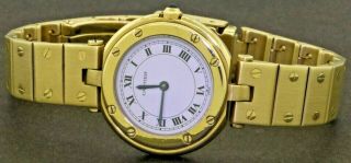 Cartier Santos Ronde W3315 Heavy 18k Gold 27mm High Fashion Quartz Ladies Watch