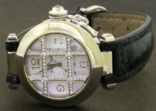 Cartier Pasha 2529 18k White Gold Vs1/e Factory Diamond Automatic Ladies Watch