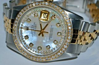 Mens Rolex Datejust Oyster Perpetual 18K Gold Quickset Diamonds 3