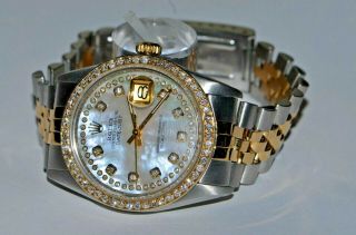 Mens Rolex Datejust Oyster Perpetual 18K Gold Quickset Diamonds 5