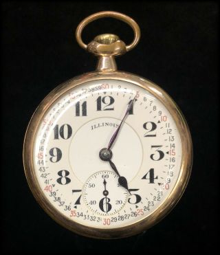 Vintage 1920 Illinois 16s Bunn Special 60 Hour 21j Railroad Gold Gf Pocketwatch