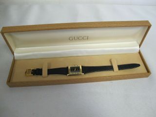 Vintage Gucci Watch 4200 L Ladies Black Gold Plated
