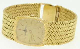 Baume & Mercier vintage heavy 18K gold mechanical men ' s watch w/ box & booklet 2