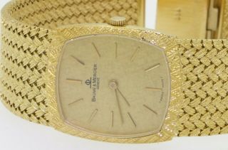 Baume & Mercier vintage heavy 18K gold mechanical men ' s watch w/ box & booklet 3