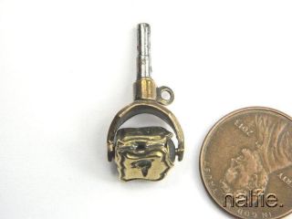 Antique English Metal Watch Key Fob W/ Tri Faced Spinner Seal C1820