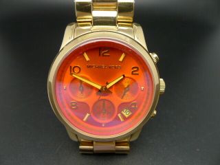 Old Stock Micheal Kors Runway Mk5939 Chronograph Gold Plated Quartz Watch