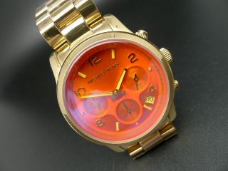 Old Stock MICHEAL KORS Runway MK5939 Chronograph Gold Plated Quartz Watch 3