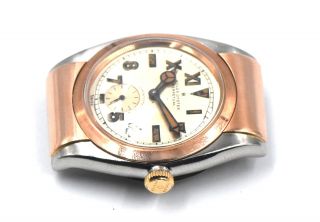 RARE ROLEX BUBBLEBACK 3064 PINK GOLD STAINLESS CALIFORNIA DIAL HOODED LUGS c1943 5