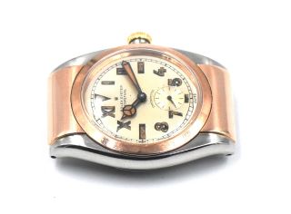RARE ROLEX BUBBLEBACK 3064 PINK GOLD STAINLESS CALIFORNIA DIAL HOODED LUGS c1943 6