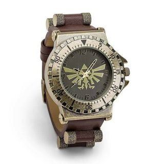 The Legend Of Zelda Watch Stainless Steel Hyrule Crest,  Leather Strap Official