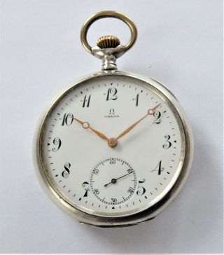 1900 Silver Cased Omega 15 Jewelled Swiss Lever Pocket Watch Railway