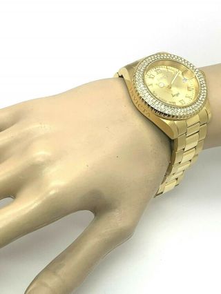 Invicta Angel 19513 Women ' s Yellow Gold Tone Stainless Steel Glitz Bezel Watch 3
