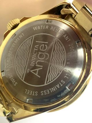 Invicta Angel 19513 Women ' s Yellow Gold Tone Stainless Steel Glitz Bezel Watch 5