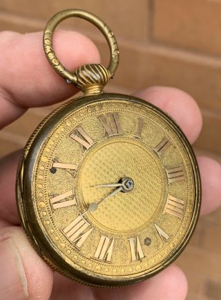 A Gents Small Early Antique Gold Gilt Verge / Fusee Pocket Watch C1800s.