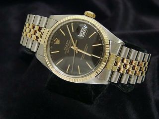 Rolex Datejust Mens Two - Tone 14k Gold Stainless Steel Black W/ Jubilee Band 1601
